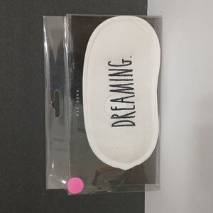 Rae Dunn White DREAMING 100% Cotton Sleep Mask with White Text NEW